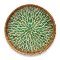 Natural Rattan and Green Mosaic Petal Tray