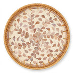Artisanal Woven Rattan and Blush Capiz Shell Tray