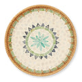 Artisanal Woven Rattan and White Shell Sunburst Tray