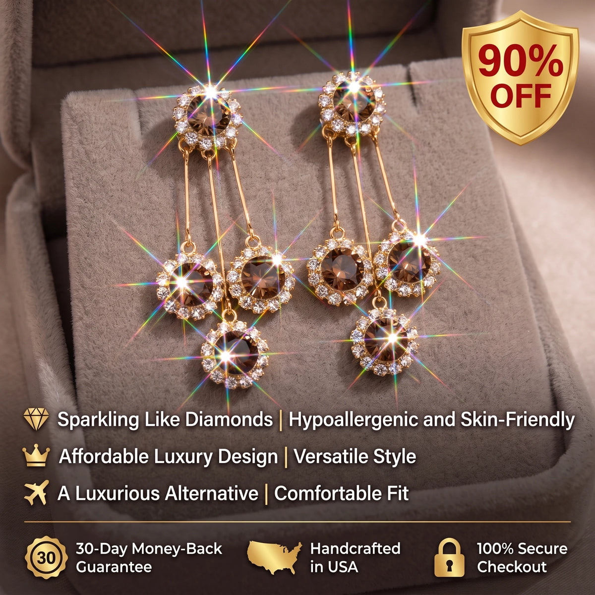 ⚡ 90% OFF Flash Sale-The Royal Sapphire: Moissanite Chandelier Drop Earrings
