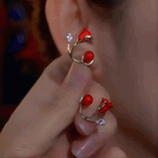⚡ 90% OFF Flash Sale:The Crimson Bloom: Moissanite & Pearl Vine Earrings