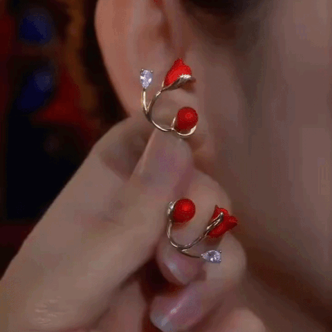 ⚡ 90% OFF Flash Sale:The Crimson Bloom: Moissanite & Pearl Vine Earrings