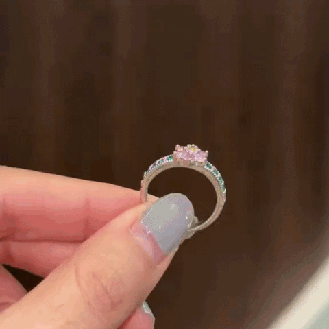 ⚡ 90% OFF Flash Sale:The Heritage Blossom: Pink & Emerald-Hued Moissanite Ring